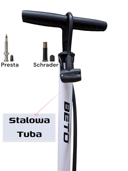 BETO Pompka Rowerowa z Manometrem Stalowa 